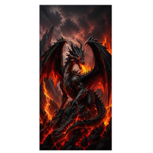 Fantasy Dragon Pattern Beach Towel Large 36x72 Inch Absorbent Quick Dry