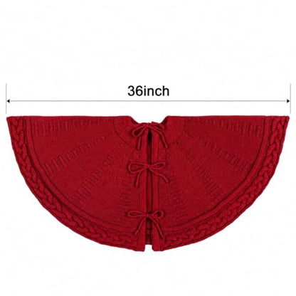 Braided Cable Knit Christmas Tree Skirt - Small Neutral Holiday Decor
