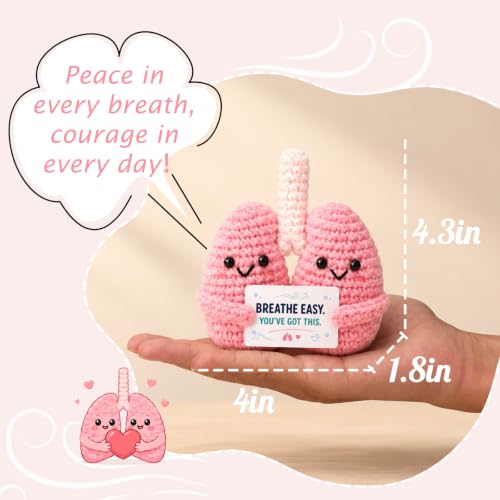 Supportive Lung Cancer Survivor Gift - Handmade Crochet Lung Plush with Encouragement Card