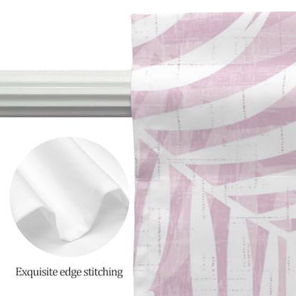 Pink Palm Leaves Swag Curtain Set 3 Pieces with Cherry Blossom Pink Variation