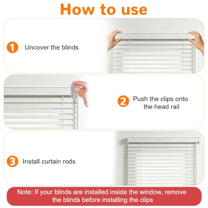 12 Pack 2-Inch Clear Blind Valance Clips - Hidden Window Cover Fasteners