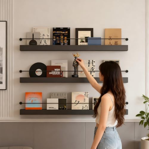 80cm Wall Magazine Rack Stand for Home & Office Decor, Metal Organizer Shelf