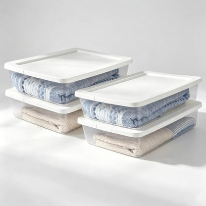 28 Quart Clear Stackable Storage Bins - 4-Pack Under Bed Organizers