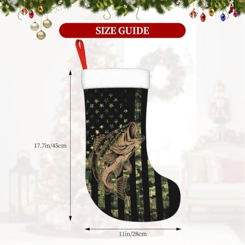 Fish Camo Flag Christmas Stocking Large Xmas Holiday Decoration - Fish Camo Flag Variation