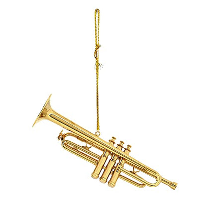 Gold Brass Trumpet Ornament for Christmas Tree & Music Decor