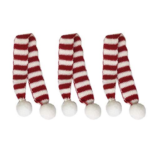Mini Christmas Scarf for Small Pets & Decor, Red & White Knitted Accessories
