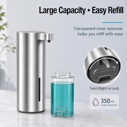 Stainless Steel Touchless Soap Dispenser with Adjustable Levels for Kitchen & Bathroom