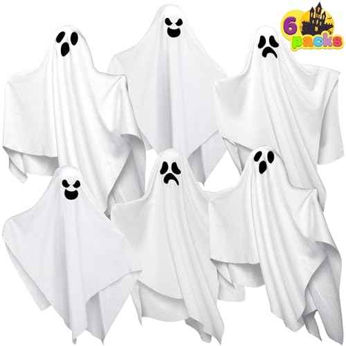 JOYIN 6 Pcs Halloween Decorations Outdoor Hanging Ghost, 19.6¡± White Flying Ghost for Halloween Party Decorations, Hanging Decor for Indoor Garden Yard Front Porch Patio Lawn Holiday Props
