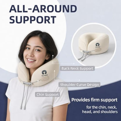 Travel Hooded Neck Pillow Memory Foam with Adjustable Hood & Washable Cover