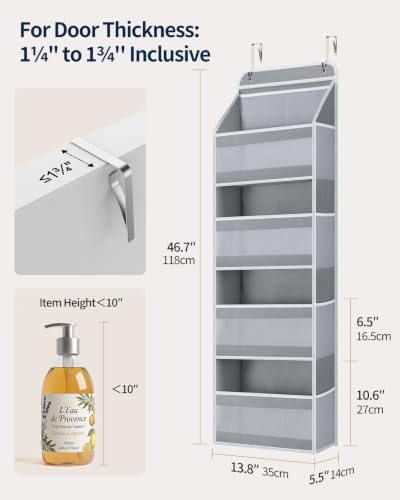 Over the Door Organizer 4-Tier Mesh Storage, Longer Grey Hanging Shelf - Middle-Mesh