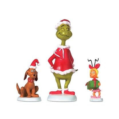 Dr. Seuss Grinch Village Accessories Figurine Set - 3 Piece Miniature Collection