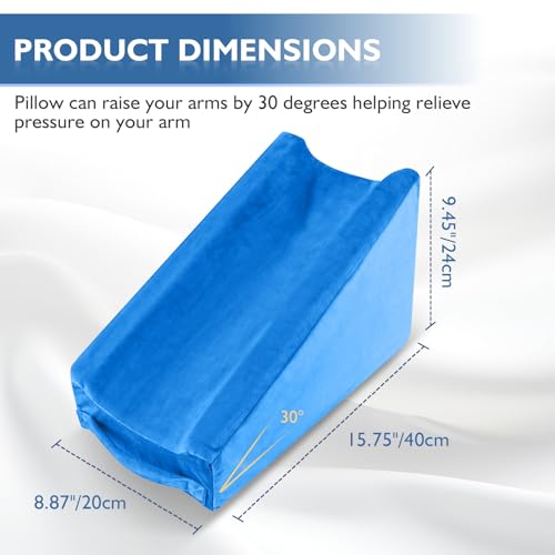 Hossmily Arm Elevation Pillow, Arm Wedge Elevation Pillow Excellent, Ergonomic Elbow Support Pillow for Sleeping Arm Pads Elbow Pillow with Removable Pillow Case-Blue