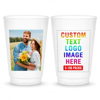 Custom Frosted Plastic Cups 12oz & 16oz with Logo - Personalized Party Drinkware