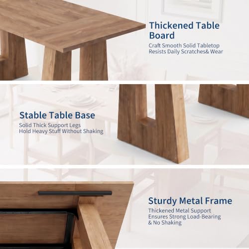 Garvee 63-Inch Modern Dining Table - Light Brown, Seats 4-6