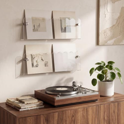 Wall Mount Acrylic Magazine and Vinyl Record Holder Rack - 15.7 Inch