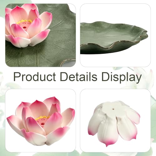 Ceramic Incense Holder with Detachable Lotus & Leaf Tray for Meditation