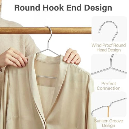 Vakoo Metal Coat Hangers 10 Pack - Heavy Duty Stainless Steel Space Saving