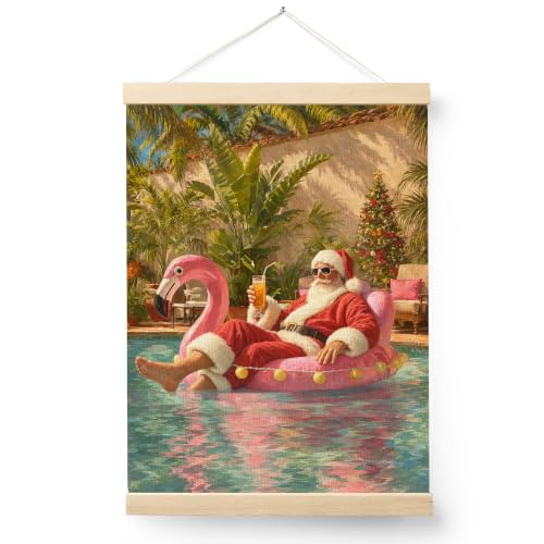 IIIBEBEYSALO Tropical Christmas Santa Wall Art Poster 12x16 Inch - Christmas-6
