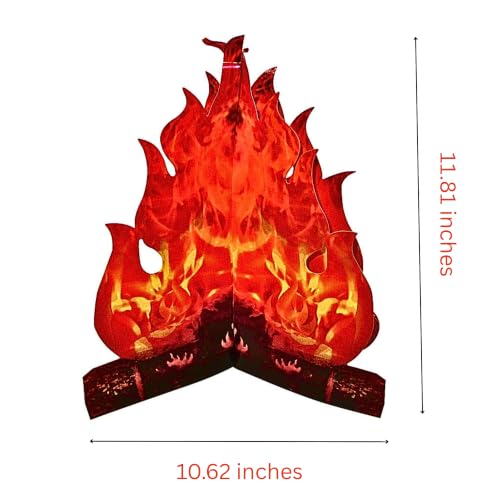 Fake Campfire Decorations Set - 3D Cardboard Bonfire Log Cutouts for Halloween, Christmas & Party