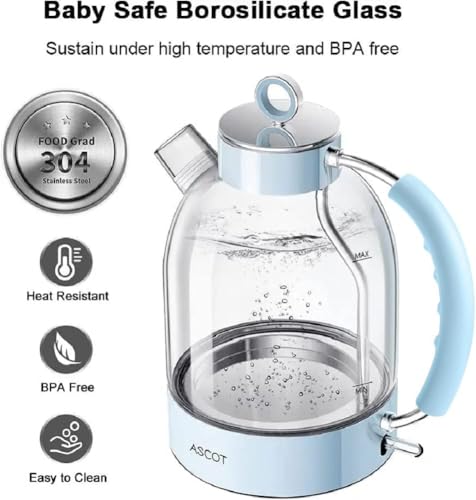 Glass Electric Kettle 1.5L with Auto Shut-Off & Boil-Dry Protection