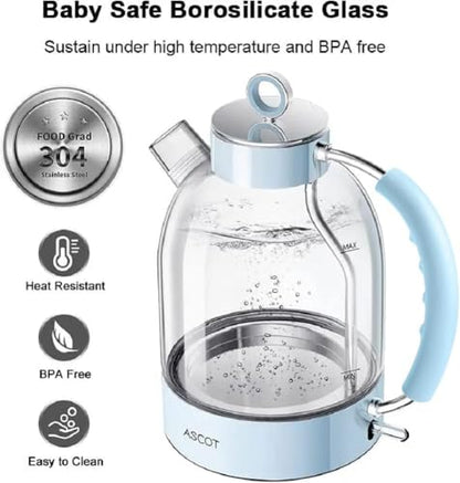 Glass Electric Kettle 1.5L with Auto Shut-Off & Boil-Dry Protection