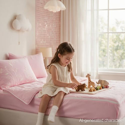 Pink Flower Petals Twin Zipper Comforter Set for Girls - A Nice Night