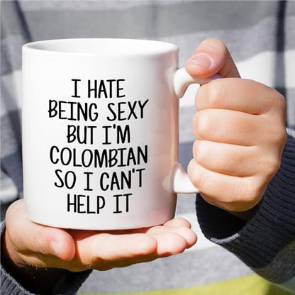 White Ceramic Mug for Proud Colombian - 11oz Coffee Cup for Friends & Gifts