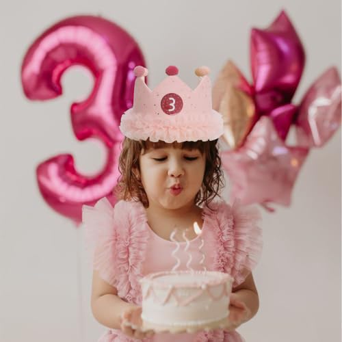 Reusable Fabric Birthday Crown for Girls with Changeable Numbers