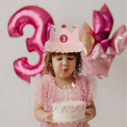 Reusable Fabric Birthday Crown for Girls with Changeable Numbers