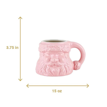 Christmas Santa Mug Pink Ceramic 15-Ounce Coffee Cup - Slant Collections
