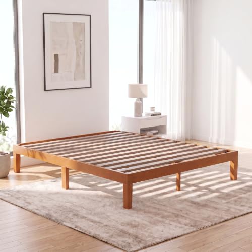 12in Queen Solid Wood Platform Bed Frame with Slat Support - No Box Spring Needed