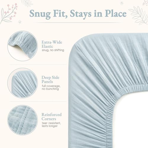 BabyBond Muslin Bassinet Sheet Fitted for Baby Blue – Soft & Breathable 2 Pack