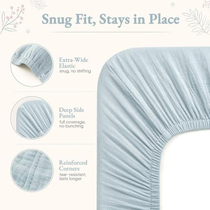 BabyBond Muslin Bassinet Sheet Fitted for Baby Blue – Soft & Breathable 2 Pack