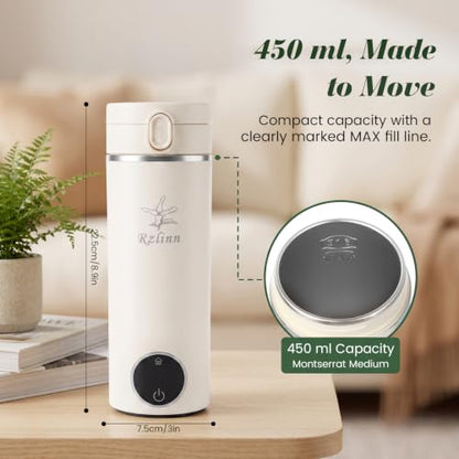 Beige Portable Travel Electric Kettle 120V 450ml Stainless Steel Small