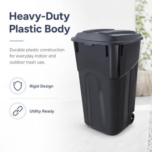 32-Gallon Heavy-Duty Wheeled Trash Can with Click-Lock Lid - Outdoor Use