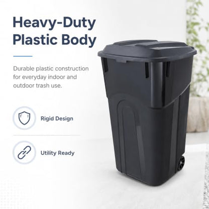 32-Gallon Heavy-Duty Wheeled Trash Can with Click-Lock Lid - Outdoor Use