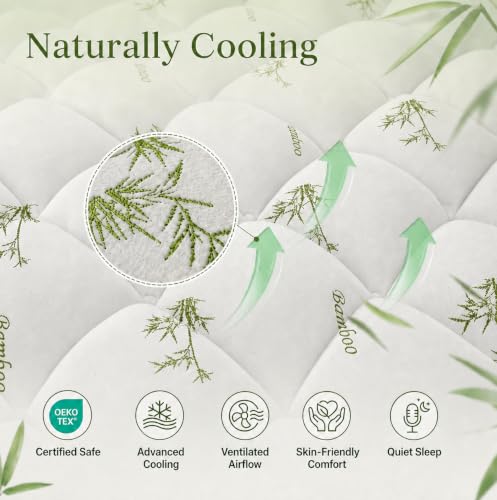 Queen Mattress Topper 2 Inch Viscose Bamboo Breathable Water-Resistant