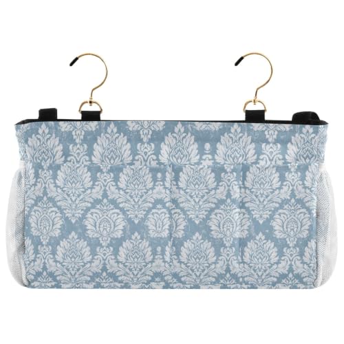 Blue Paisley Floral Bedside Storage Caddy Organizer Hanging Bed Caddy with 6 Pockets