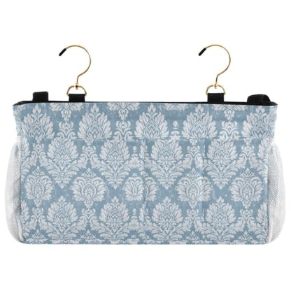Blue Paisley Floral Bedside Storage Caddy Organizer Hanging Bed Caddy with 6 Pockets