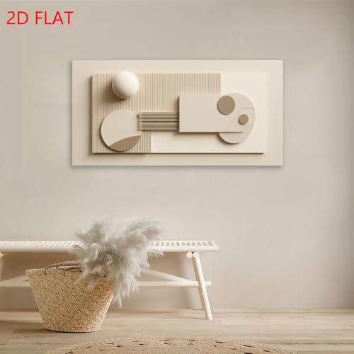 Modern Beige Geometric Canvas Wall Art - Framed Abstract Landscape