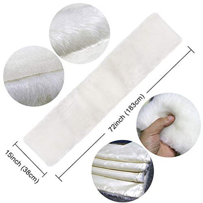 Christmas Faux Fur Table Runner 72 x 15 Inch White Holiday Decor