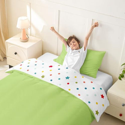 Twin Green Duvet Cover Set with Pillowcase - Solid Microfiber Bedding for Kids & Teens