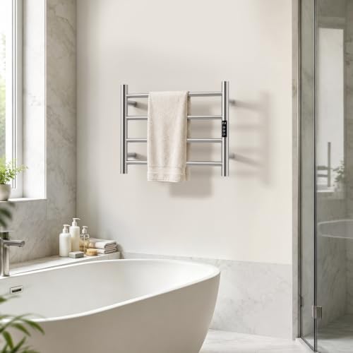 Brushed Nickel 4-Bar Wall Mounted Heated Towel Rack - Small Towel Warmer