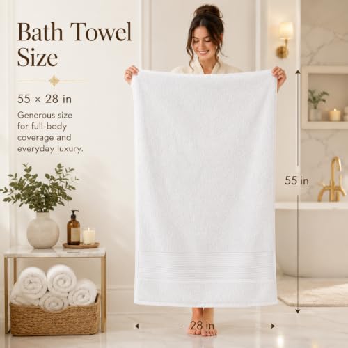 KEMET Luxury Bath Towel Set of 3 Pink - Egyptian Cotton 700 GSM, Absorbent & Soft