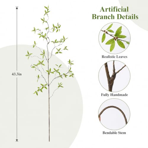 2PCS Faux Greenery Stems for Vase & Centerpieces - Flexible Artificial Branches