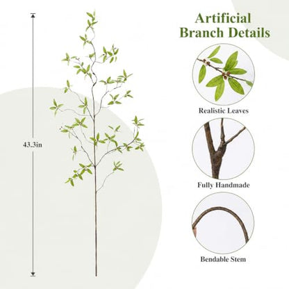 2PCS Faux Greenery Stems for Vase & Centerpieces - Flexible Artificial Branches