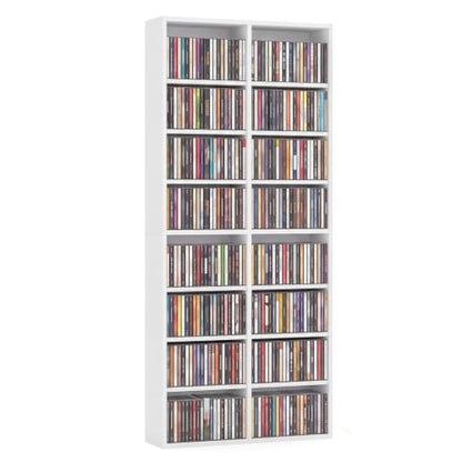 Giantex 16-Shelf CD DVD Storage Rack, Wide White Media Organizer