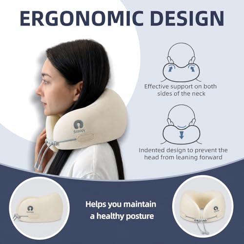 Travel Hooded Neck Pillow Memory Foam with Adjustable Hood & Washable Cover