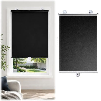 Blackout Window Shades 21W x 42H No Drill Retractable Roller Blinds with Suction Cups