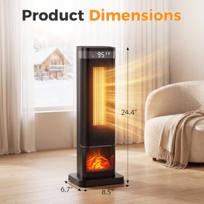 24-Inch Electric Space Heater with Oscillation, 1500W Portable Indoor Heating